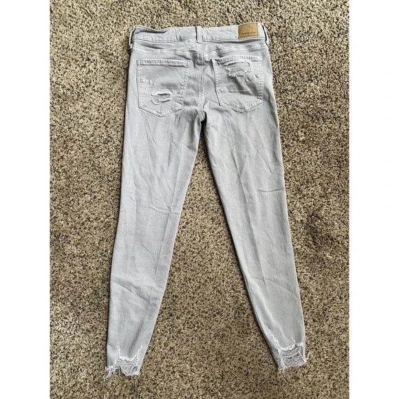 AMERICAN EAGLE Super Stretch X GRAY Denim Ripped Distressed Jegging Size 4 - Picture 2 of 11